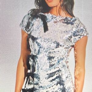 AKIRA Silver Sequin Mini Dress